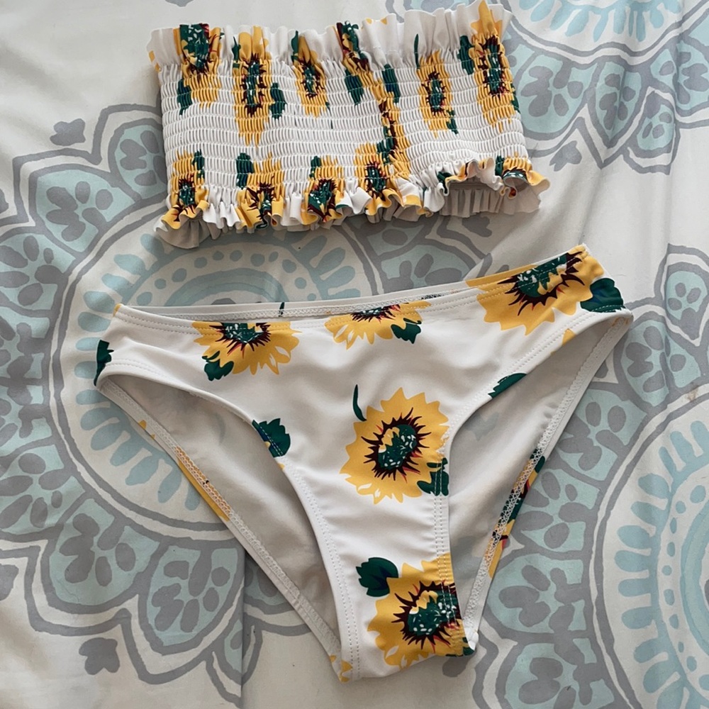 Sunflower tub top bikini for kids.